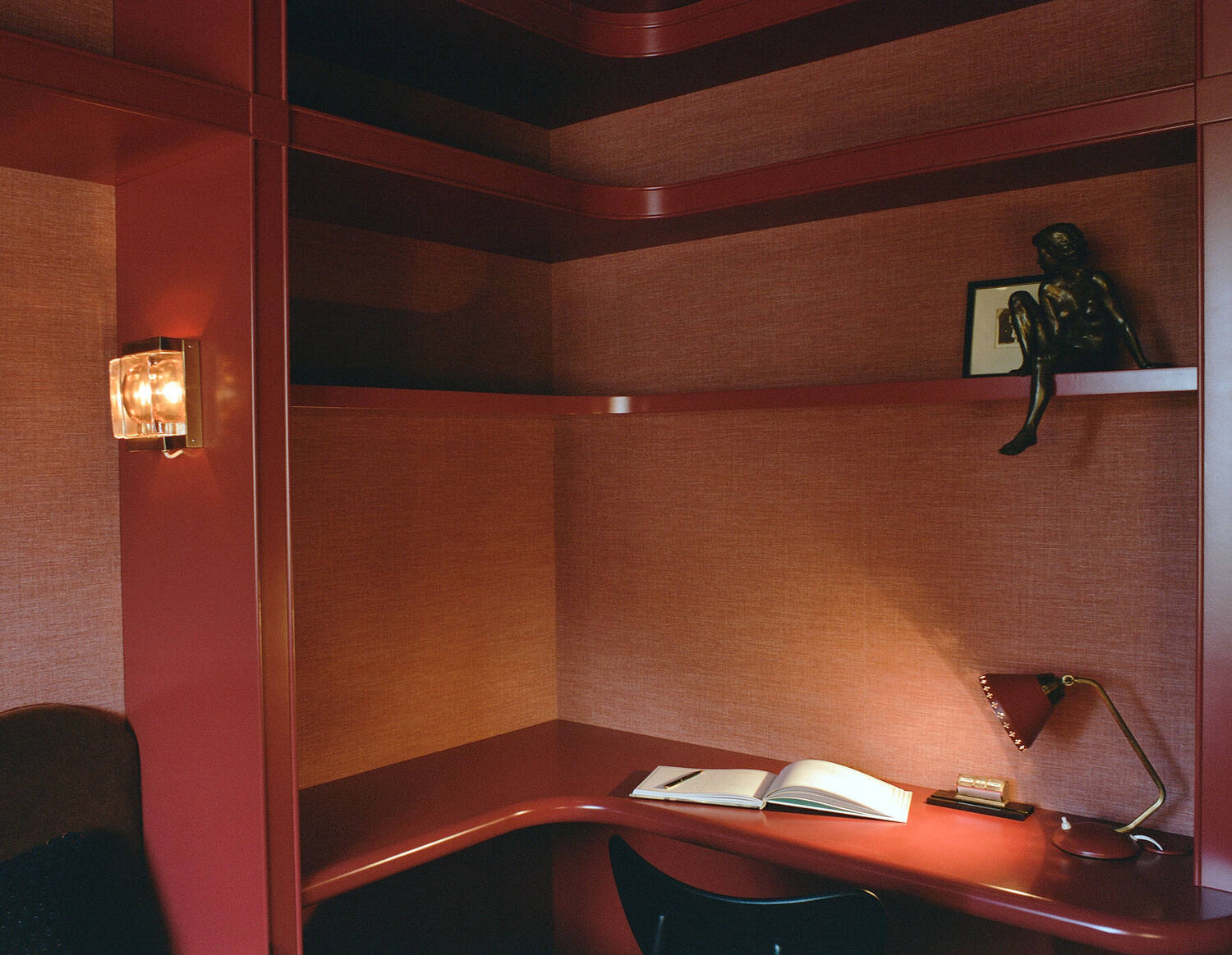 Writing corner with task lamp and wall light